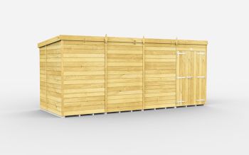 15 x 6 Feet Pent Shed - Double Door Without Windows - Wood - L178 x W454 x H201 cm