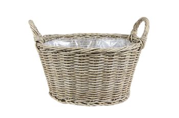 Lined Basket - Polyrattan - L38 x W33 x H28 cm - Natural