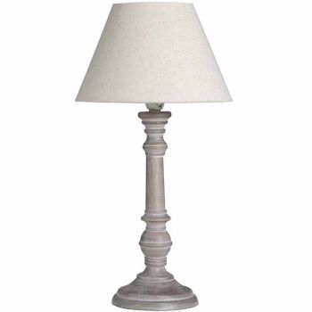 Pella Table Lamp - Linen/Wood - L20 x W20 x H38 cm - Beige/Grey
