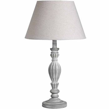 Aegina Table Lamp - Linen/Wood - L13 x W13 x H40 cm - Beige/Grey