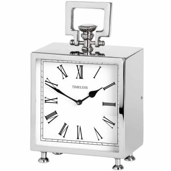 Square Table Clock - Metal/Nickel - L12 x W21 x H28 cm - Black/Silver