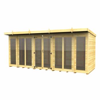 16ft x 5ft Pent Summer House (Full Height Window) - Wood - L147 x W474 x H201 cm