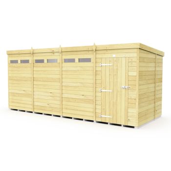 16 x 6 Feet Pent Security Shed - Single Door - Wood - L178 x W474 x H201 cm