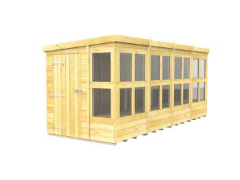 16 x 6 Feet Pent Potting Shed - Wood - L178 x W474 x H201 cm