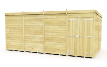 16 x 8 Feet Pent Shed - Double Door Without Windows - Wood - L231 x W474 x H201 cm