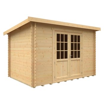 12x8 The Kingsley 28mm Cabin - L355 x W235 x H232.8 cm - Solid Wood/Softwood/Pine - Natural