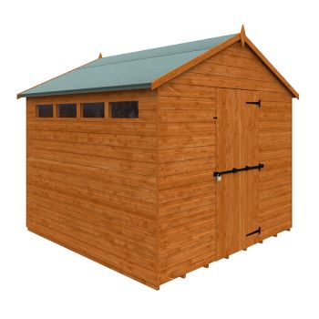 8 x 8 Feet Security Apex 12mm Shed - Solid Wood/Softwood/Pine - L235 x W235 x H231.9 cm - Burnt Orange