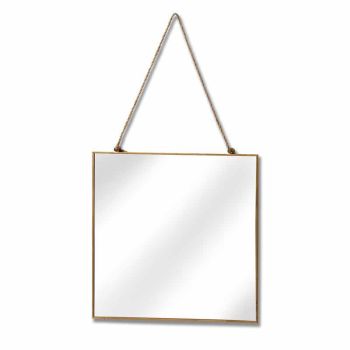 Edged Square Hanging Wall Mirror - Glass/Metal - W25 x H25 cm - Gold