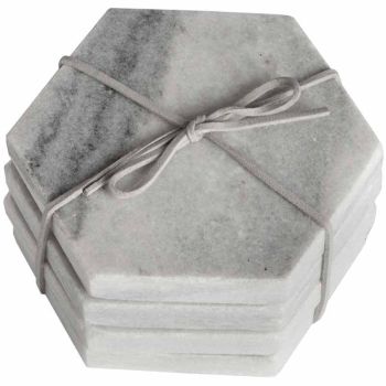 Hexagonal Coasters - Marble - L7 x W10 x H11 cm - Grey