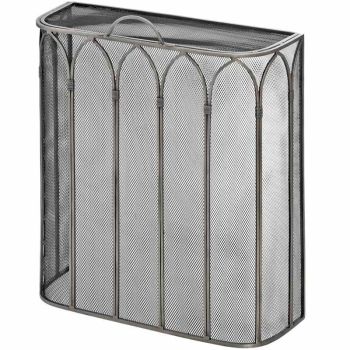 Gothic Antique Pewter Firescreen - Metal - L21 x W55 x H65 cm - Black