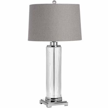 Roma Table Lamp - Glass/Metal - L40 x W40 x H81 cm - Grey/Silver