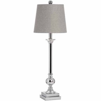 Milan Chrome Table Lamp - Glass/Metal - L24 x W24 x H71 cm - Grey/Silver