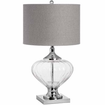 Verona Table Lamp - Glass/Metal - L40 x W40 x H69 cm - Grey/Silver