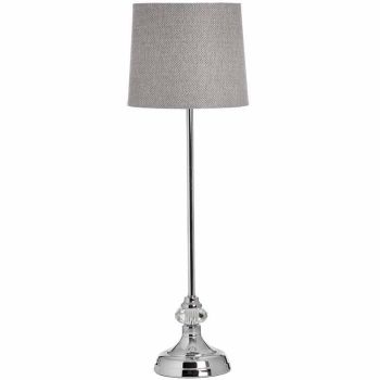 Genoa Chrome Table Lamp - Glass/Metal - L20 x W20 x H62 cm - Grey/Silver