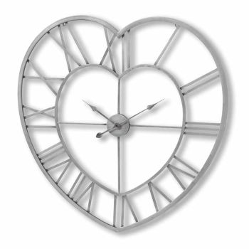Heart Skeleton Wall Clock - Metal - L4 x W89 x H89 cm - Silver