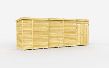 17 x 4 Feet Pent Shed - Double Door Without Windows - Wood - L118 x W492 x H201 cm