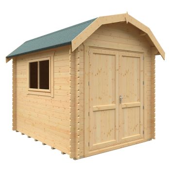 10x8 The Aldford Barn 28mm Cabin - L295 x W235 x H277.6 cm - Solid Wood/Softwood/Pine - Natural