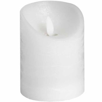 Luxe Collection 3 x 4 White Flickering Flame LED Wax Candle