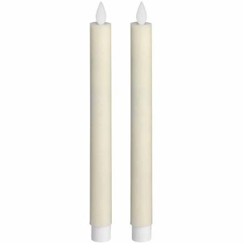 Pair of Luxe Flickering Flame LED Dinner Candles - Wax - L2 x W2 x H25 cm - Cream