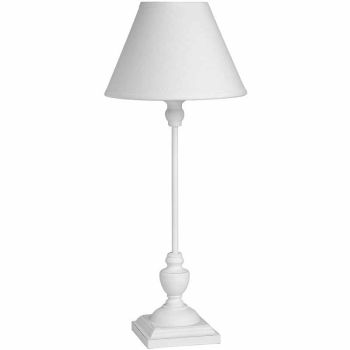 Symi Slim Table Lamp - Linen/Wood - L22 x W22 x H45 cm - White