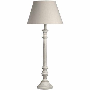Leptis Magna Table Lamp - Linen/Wood - L30 x W30 x H60 cm - Cream