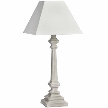 Pula Table Lamp - Linen/Wood - L29 x W29 x H51 cm - White
