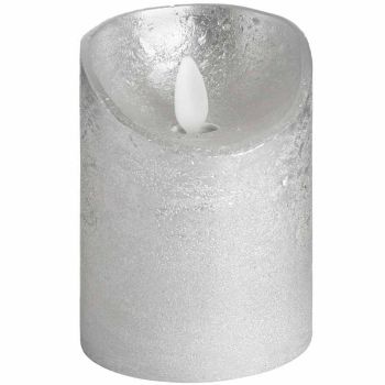 Luxe Collection 3 x 4 Silver Flickering Flame LED Wax Candle