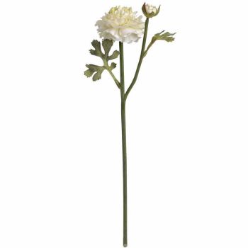 Ranunculus Spray Artificial Flower - Fabric/Plastic - L8 x W11 x H44 cm - Green