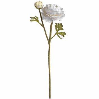 Ranunculus Spray Artificial Flower - Fabric/Plastic - L10 x W15 x H45 cm - White