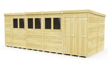 18 x 8 Feet Pent Shed - Double Door With Windows - Wood - L231 x W533 x H201 cm