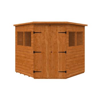 7 x 7 Feet Corner Shed 12mm Shed - Solid Wood/Softwood/Pine - L205 x W205 x H209 cm - Burnt Orange