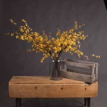 Forsythia Branch Artificial Plant - Fabric/Plastic - L15 x W35 x H108 cm - Yellow