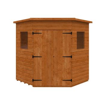 6 x 6 Feet Corner Shed 12mm Shed - Solid Wood/Softwood/Pine - L175 x W175 x H209 cm - Burnt Orange