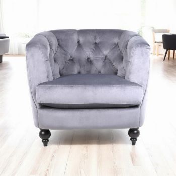 Armchair - Velvet - L86 x W75 x H74 cm - Light Grey