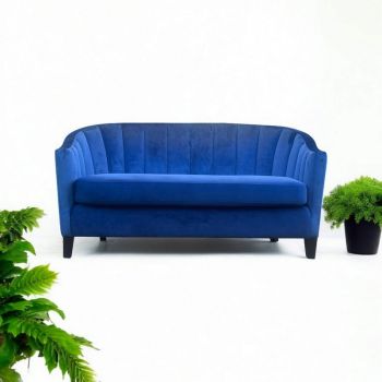 2 Seater Loveseat Indoor Sofa - Velvet - L74 x W147 x H80 cm - Blue