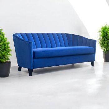 3 Seater Sofa - Velvet - L74 x W189 x H80 cm - Blue