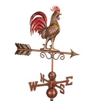 Bantam Red Rooster Copper Farmhouse Weathervane - Steel - L47 x W47 x H86.6 cm - Antique Bronze Finish
