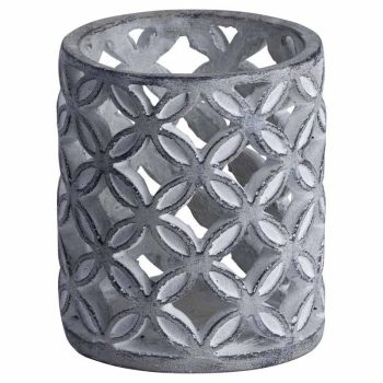 Geometric Candle Sconce - Stone - L12 x W12 x H14 cm - Grey