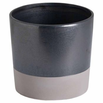 Large Planter - Ceramic - L16 x W16 x H16 cm - Metallic Grey
