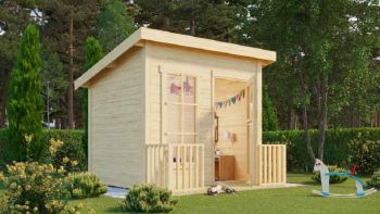 Flipp-Log Cabin, Wooden Garden Room, Timber Summerhouse, Home Office - L230 x W190.6 x H188.1 cm