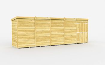 19 x 4 Feet Pent Shed - Double Door Without Windows - Wood - L118 x W560 x H201 cm