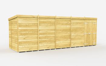 19 x 6 Feet Pent Shed - Double Door Without Windows - Wood - L178 x W560 x H201 cm