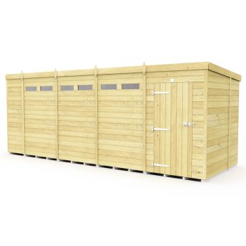 19 x 6 Feet Pent Security Shed - Single Door - Wood - L178 x W560 x H201 cm