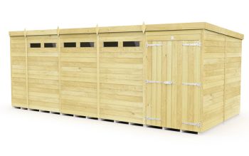 19 x 8 Feet Pent Security Shed - Double Door - Wood - L231 x W560 x H201 cm