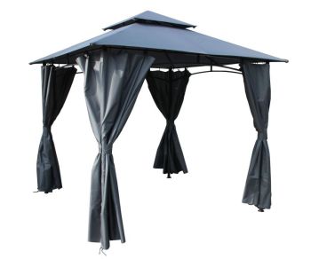 Corfe Premium Spear Top Tall Bow Top Double Estate Gate - Steel - Fits Gap 2438 mm x 2083 mm High - Electro Galv./Black