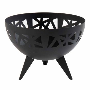Tobago Outdoor 3D Fire Bowl - 58L x 58W x 42H - Carbon Steel - Black
