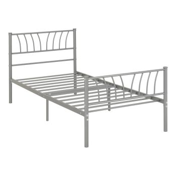 Harlow 3 Feet Bed Frame - Metal - L201 x W96.5 x H88.5 cm - Silver
