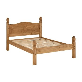Corona 4 Feet 6 Inches Bed Frame Low Foot End - L206.5 x W147.5 x H117 cm - Distressed Waxed Pine