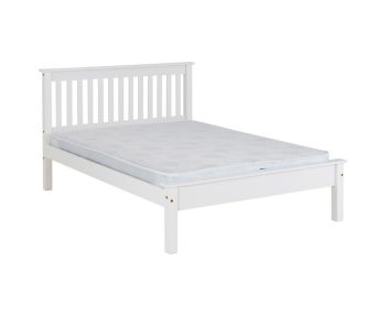 Monaco 4 Feet 6 Inches Bed Low Foot End - L204 x W148 x H102.5 cm - White