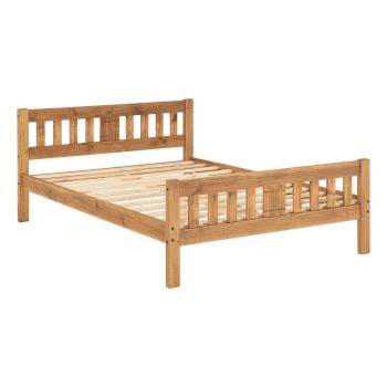 Rio 4 Feet 6 Inches Bed Frame - L198 x W143.5 x H80 cm - Distressed Waxed Pine